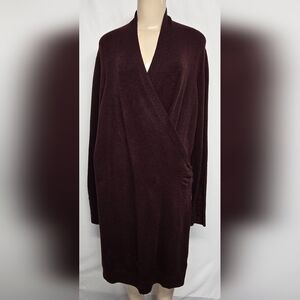 Reitmans XXL Stretch Knit Sweater Dress Criss Cross Long Sleeves Mid Length